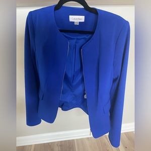 Calvin Klein cobalt blue zipper blazer